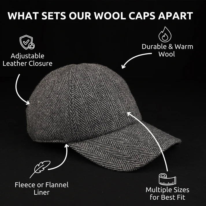 NOVAHAT Black & Grey Wool Herringbone