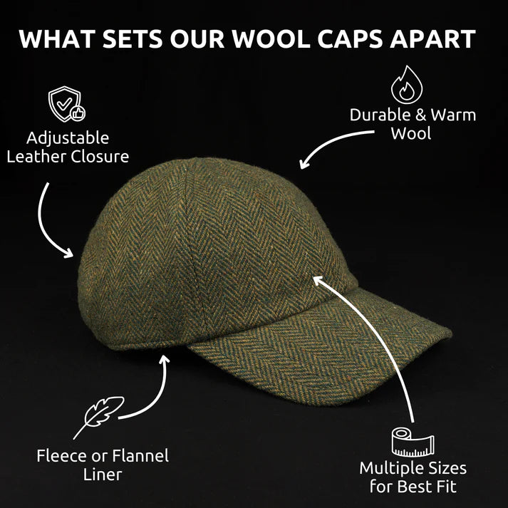 NOVAHAT Forest & Olive Wool Herringbone