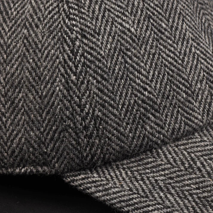 NOVAHAT Black & Grey Wool Herringbone